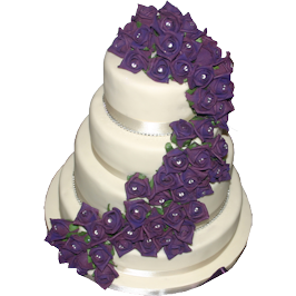 Purple trailing rose wedding cake derbyshire