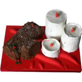 Yule log seasonal cake